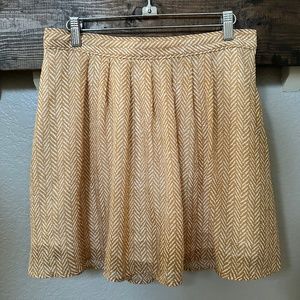 Beige/Neutral/Tan Chevron Patterned Skirt